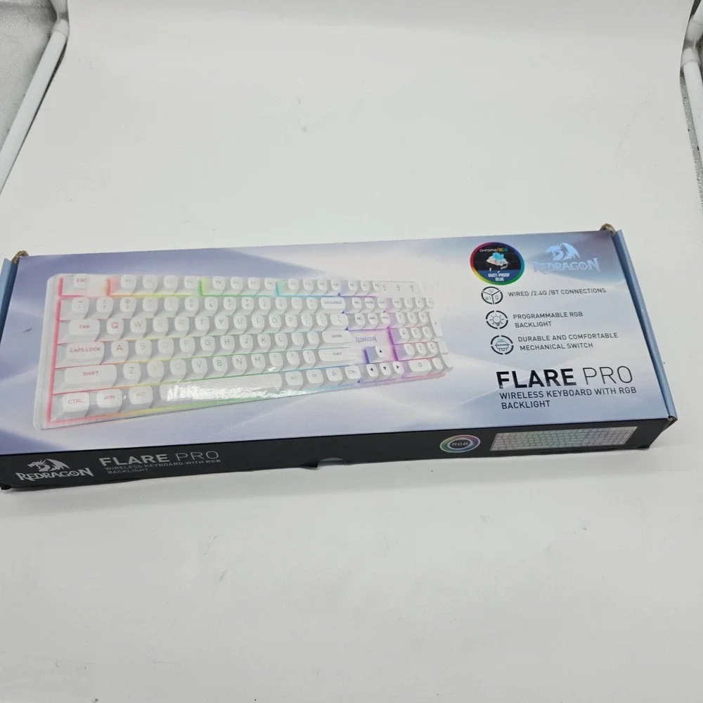 Redragon Flare Pro K710W-RGB Wireless Mechanical Gaming Keyboard White Blue
